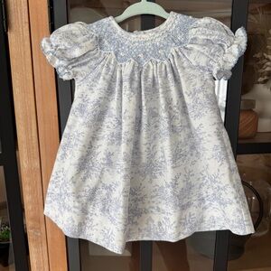 Petit Ami Toile smocked dress embroidered print baby girl ruffle floral